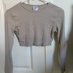 H&M Beige long sleeve crop top size S. Like new.